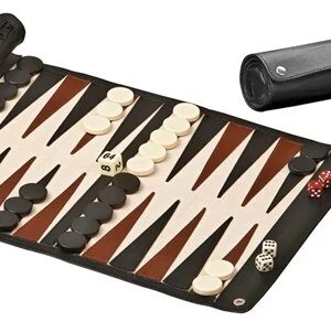 Backgammon de voyage enroulable - similicuir