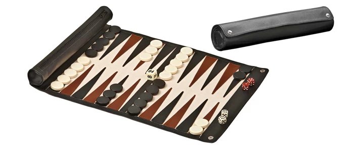Backgammon de voyage enroulable - similicuir
